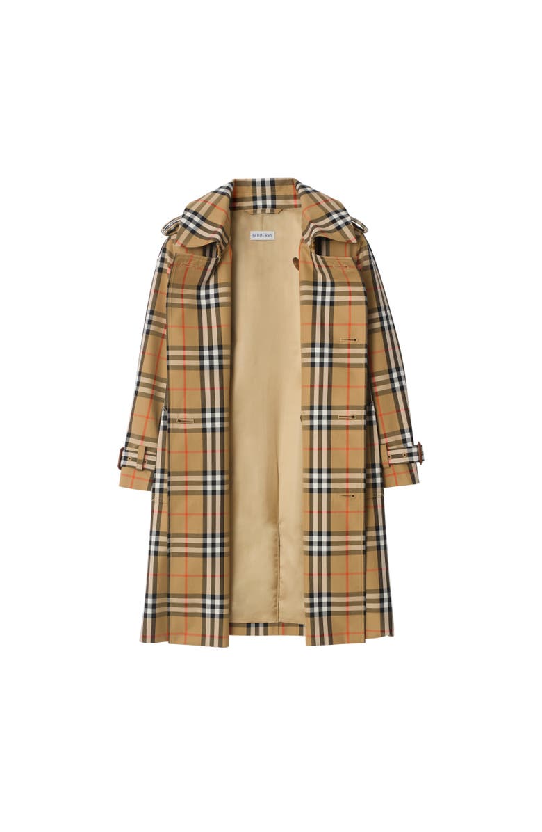 Burberry Check Cotton Twill Trench Coat, Alternate, color, Sand Beige
