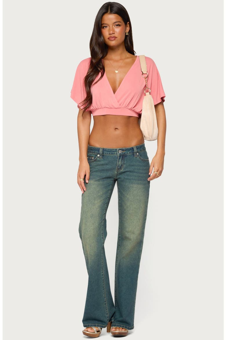Candela V-Neck Crop Top, Alternate, color, CORAL