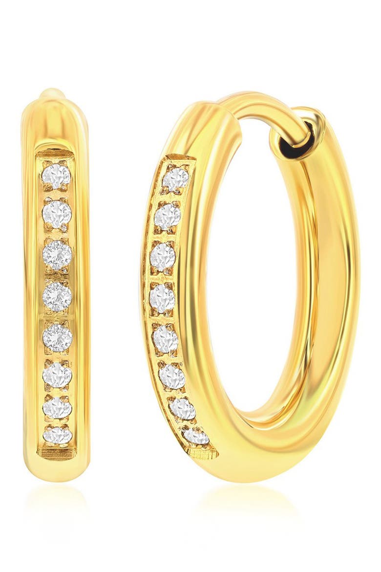 Men's Cubic Zirconia Huggie Hoop Earrings, Main, color, GOLD