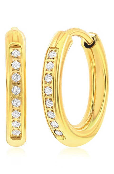 Men's Cubic Zirconia Huggie Hoop Earrings