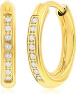 Metallo Men's Cubic Zirconia Huggie Hoop Earrings