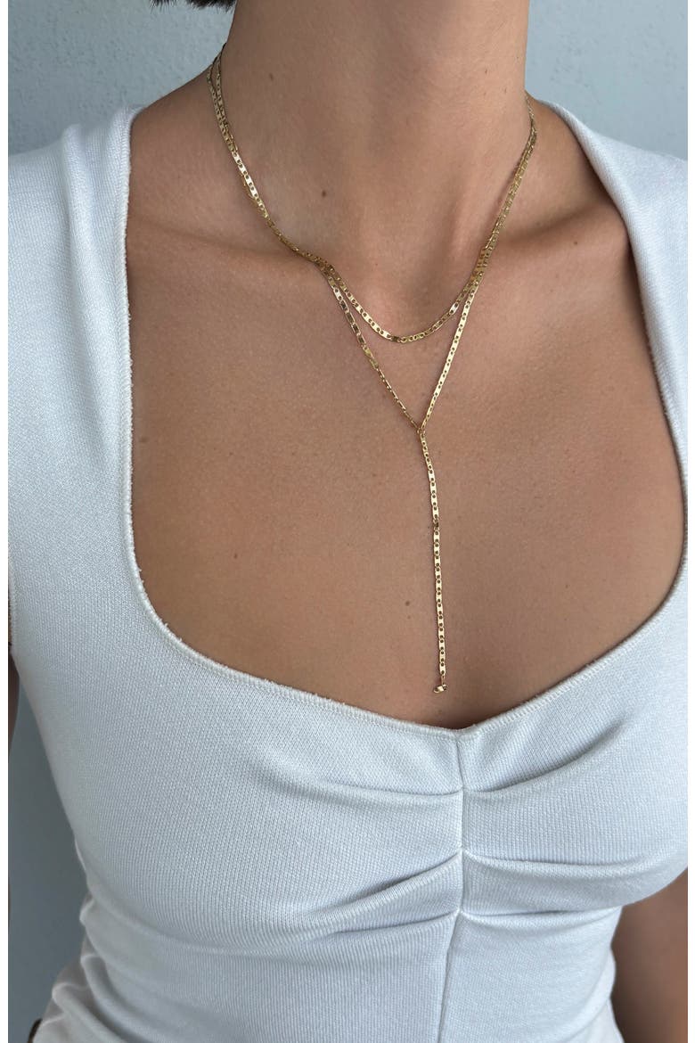 18k Gold Plated Layered Y-Necklace, Alternate, color, GOLD