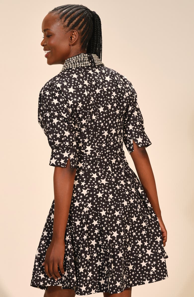 Isaac Mizrahi New York Rhinestone Collar Star Print Cotton Shirtdress, Alternate, color, Starlit Ditsy