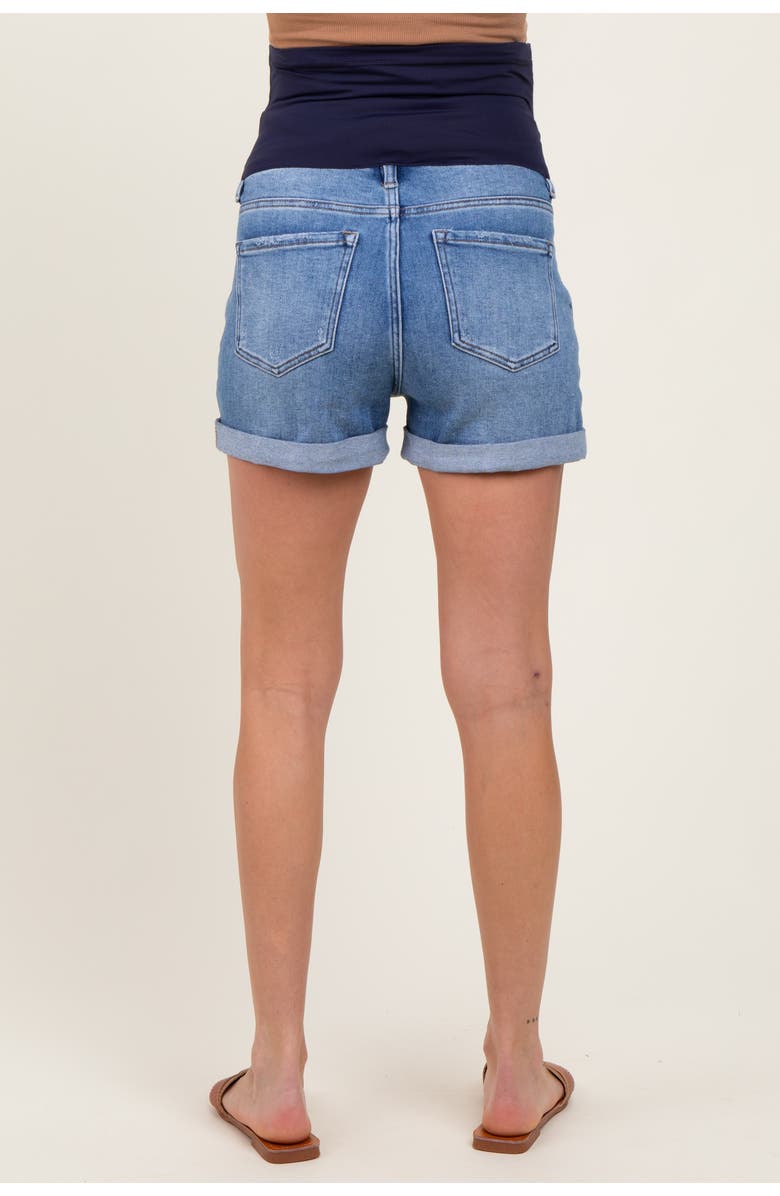 PinkBlush Distressed Rolled Cuff Maternity Jean Shorts, Alternate, color, 