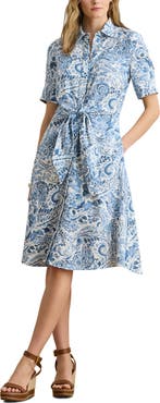Lauren Ralph Lauren Paisley Print Linen Shirtdress