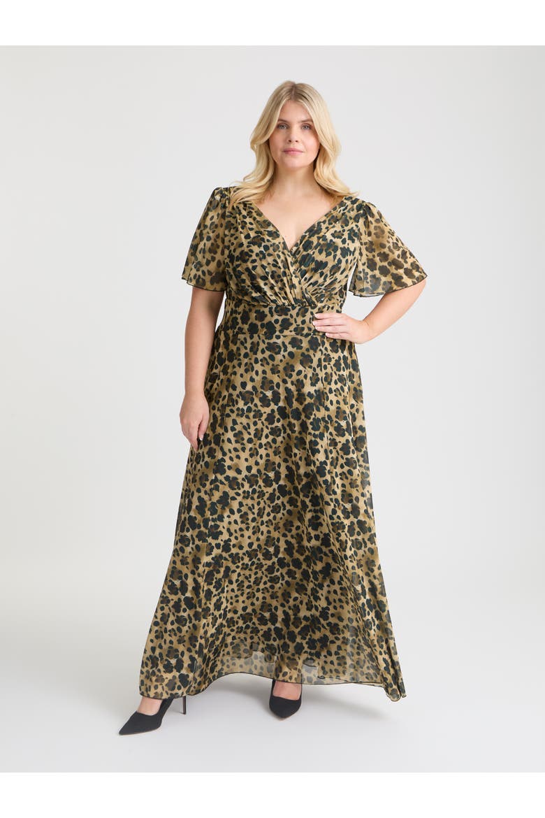 Isabelle Short  Sleeve Maxi Dress, Main, color, Leopard Print