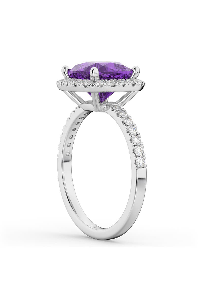 Cushion Halo Amethyst & Diamond Engagement Ring 14K, Alternate, color, 3.11ct/White Gold