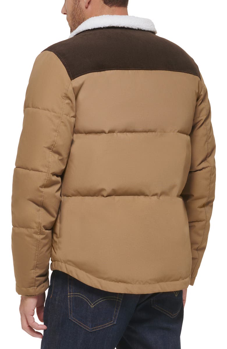 Levi's Woodsman High Pile Fleece Puffer Jacket, Alternate, color, Tan Dark Brown Corduroy Yoke