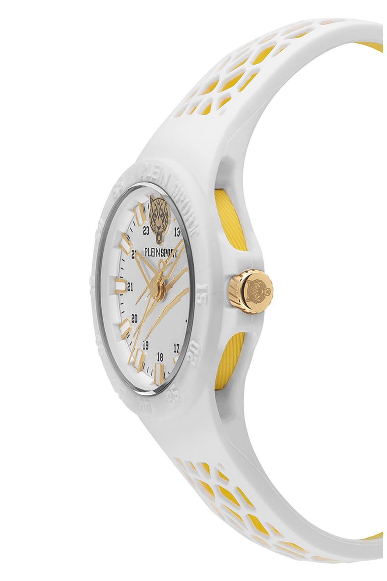 Three-Hand Quartz Silicone Strap Watch, 40mm, Alternate, color, WHITE