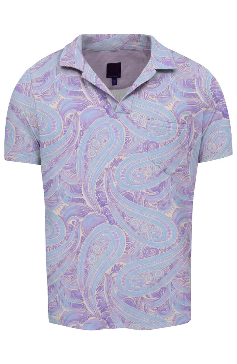 Lords of Harlech Marakesh Paisley Mens Wool Johnny Collar Polo, Alternate, color, Marakesh Paisley Helio