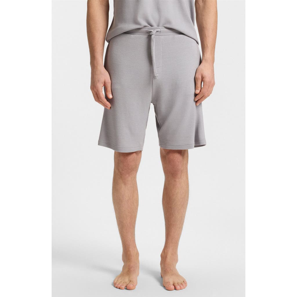 Hugo Boss Boss Ribbed Knit Pajama Shorts In Gray
