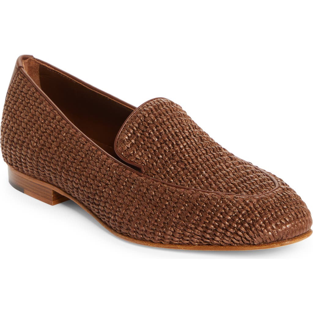 Manolo Blahnik Pitakara Raffia Loafer In Brown