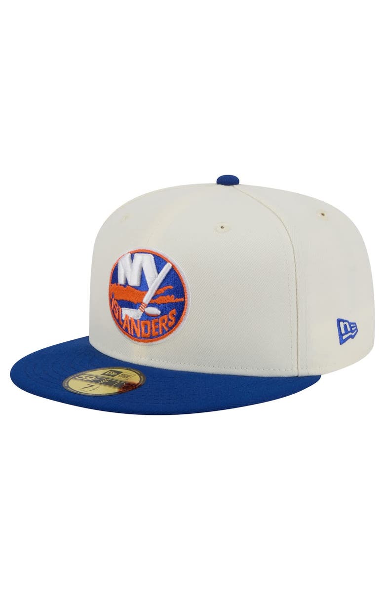 New Era Men's New Era White New York Islanders Chrome Two-Toned 59FIFTY Fitted Hat, Main, color, Cream