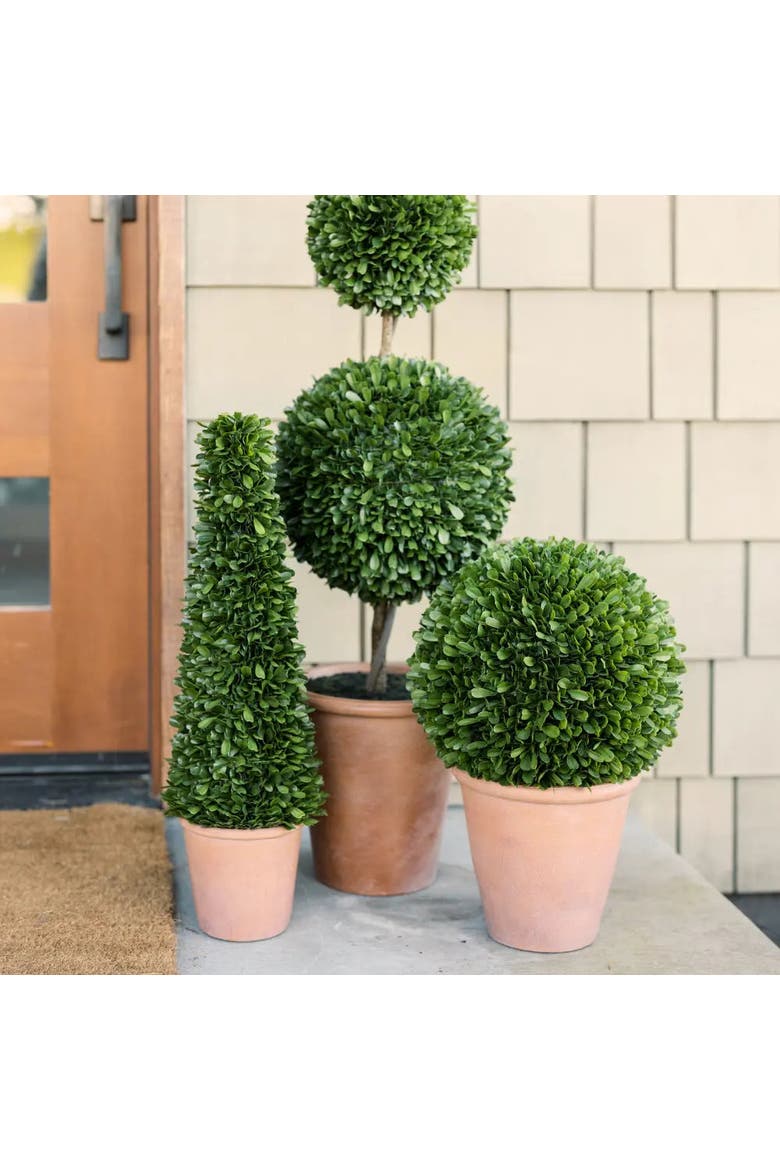 24" Artificial Boxwood Plant in Tapered Pot, Alternate, color, Green