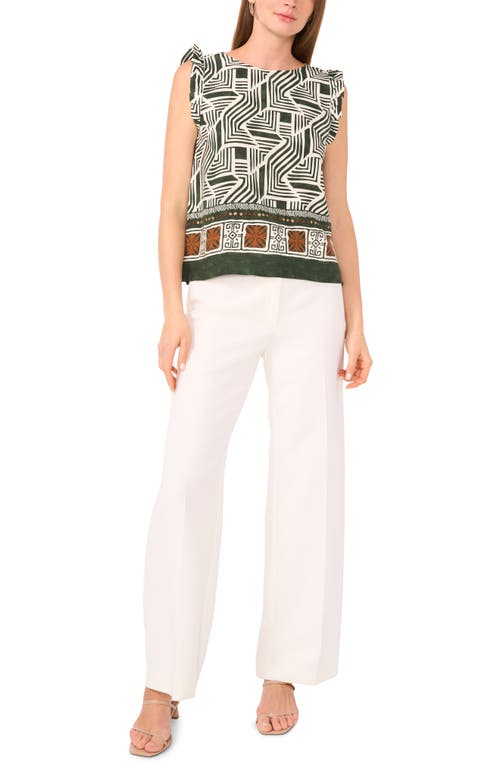 Halogen ® Ruffle Cap Sleeve Top In Winter Moss Green Border