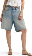 Lee Darted Slouch Raw Hem Denim Bermuda Shorts
