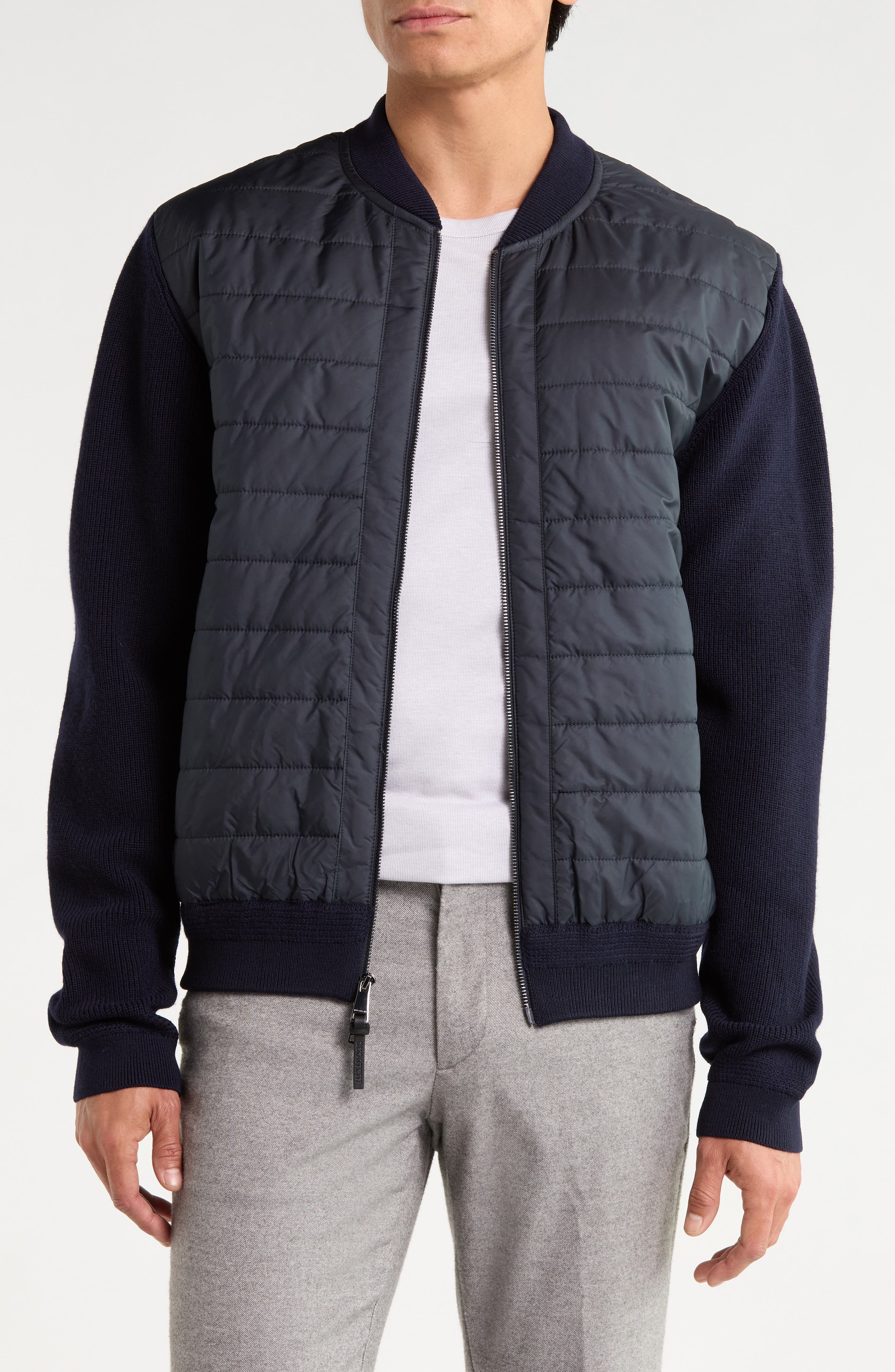 Hybrid Quilted Merino Wool Sweater Jacket