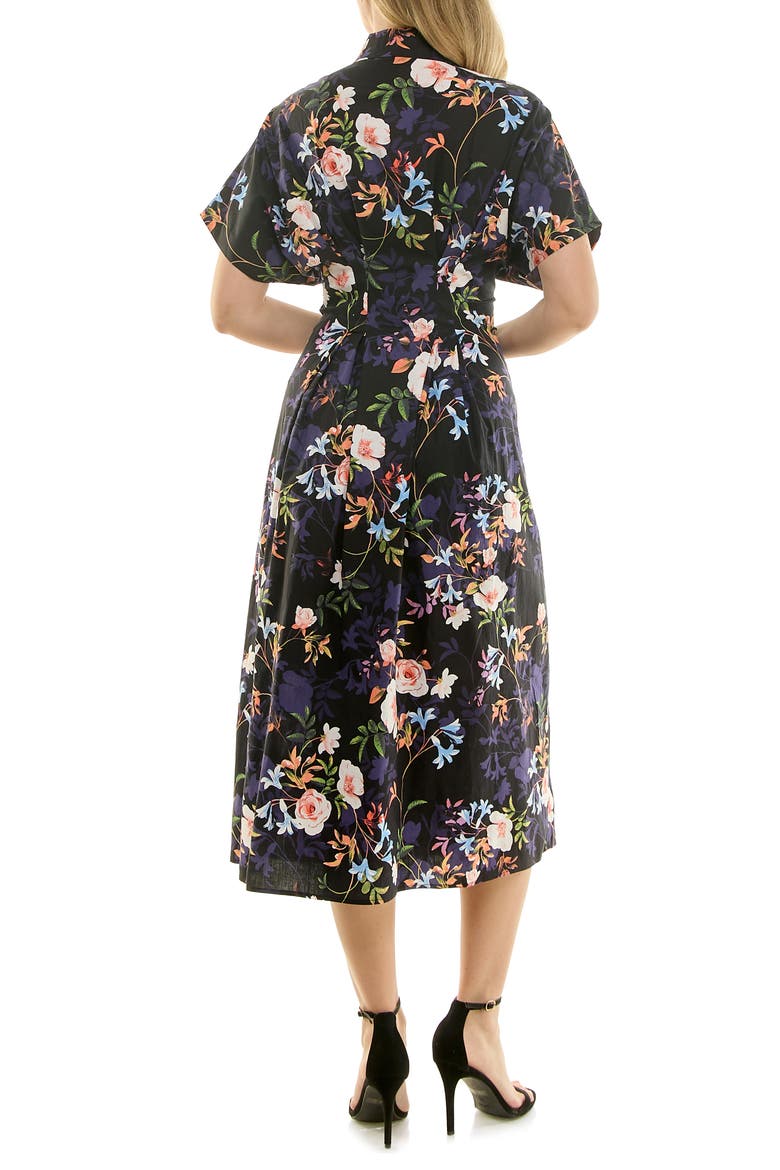 Printed Stretch Cotton Shirtdress, Alternate, color, SPRING BLACK
