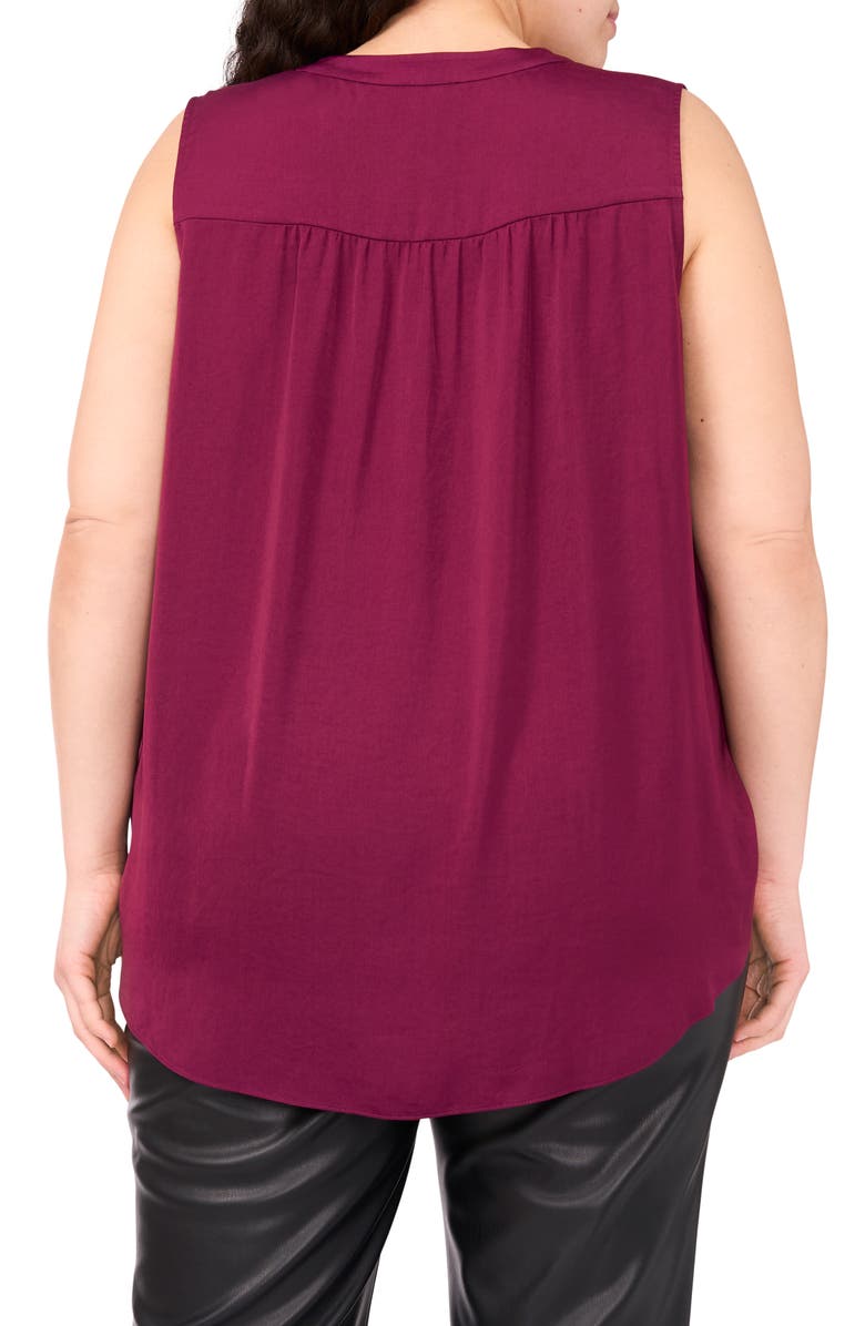 Vince Camuto V-Neck Rumple Satin Blouse, Alternate, color, Pickled Beet