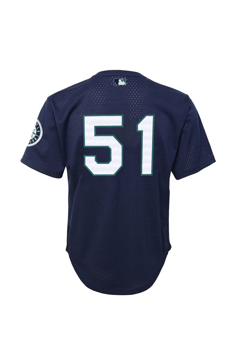 Mitchell & Ness Youth Mitchell & Ness Ichiro Suzuki Navy Seattle Mariners Cooperstown Collection Mesh Batting Practice Jersey, Alternate, color, Navy