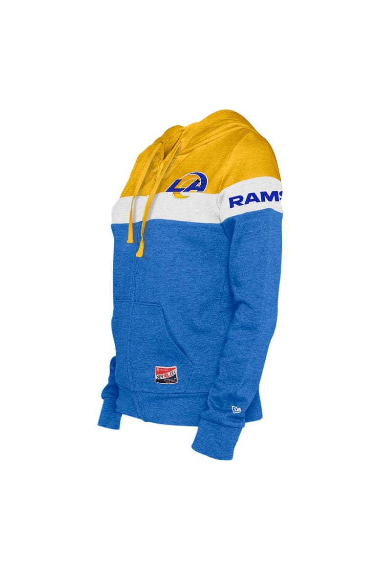 Women's New Era Royal/Gold Los Angeles Rams Throwback Colorblock Full-Zip Hoodie, Alternate, color, Royal