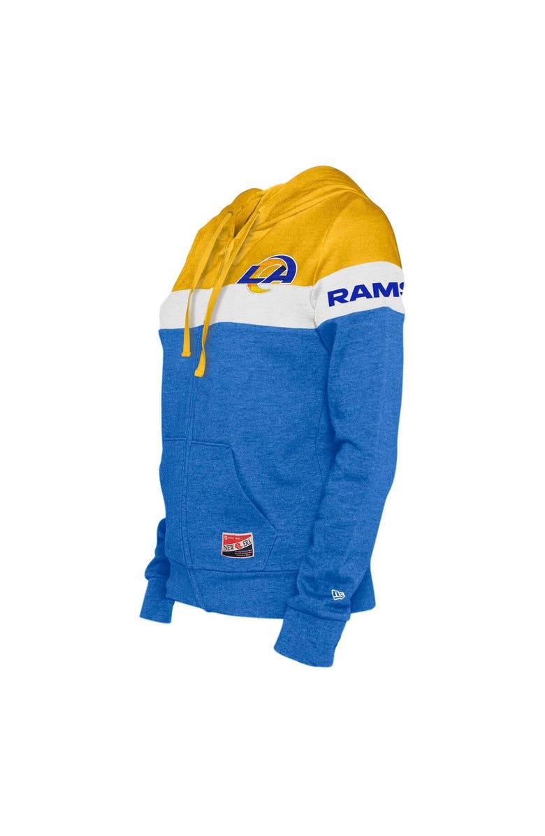 New Era Women's New Era Royal/Gold Los Angeles Rams Throwback Colorblock Full-Zip Hoodie, Alternate, color, Royal