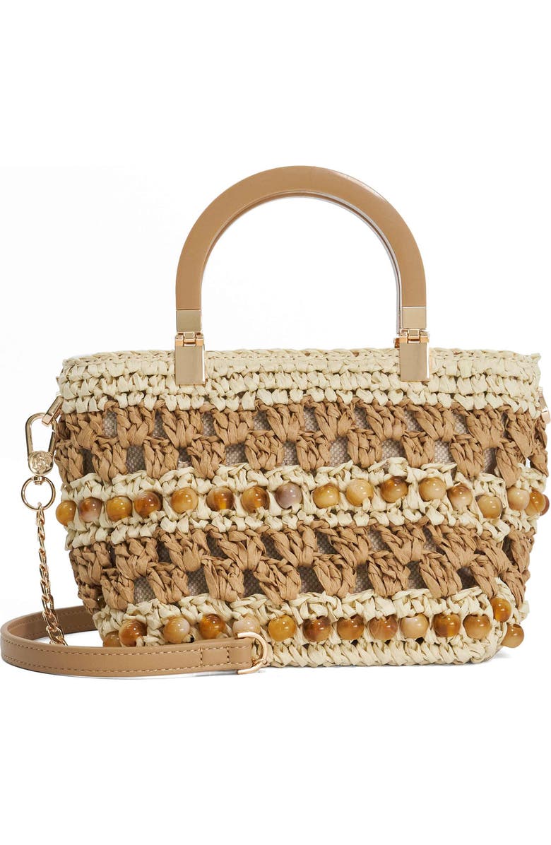 Dune London Dahlia Raffia Bead Detail Tote, Alternate, color, Natural