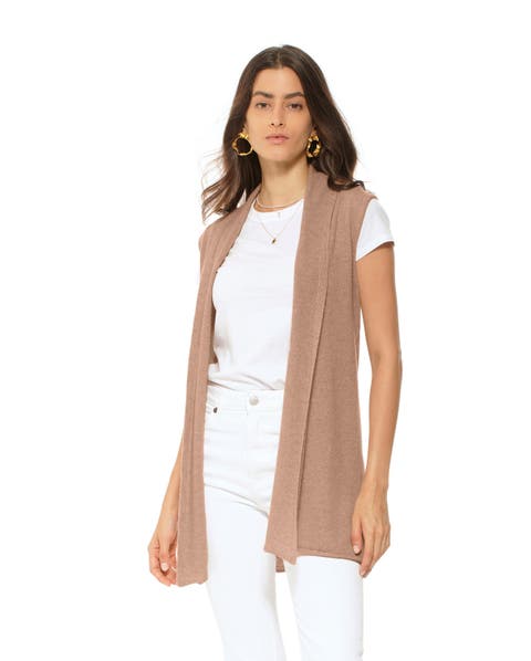 Pure Cashmere Sleeveless Long Open Front Cardigan