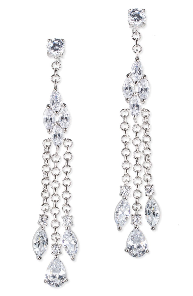 CZ by Kenneth Jay Lane Mixed CZ Triple Drop Earrings, Main, color, 