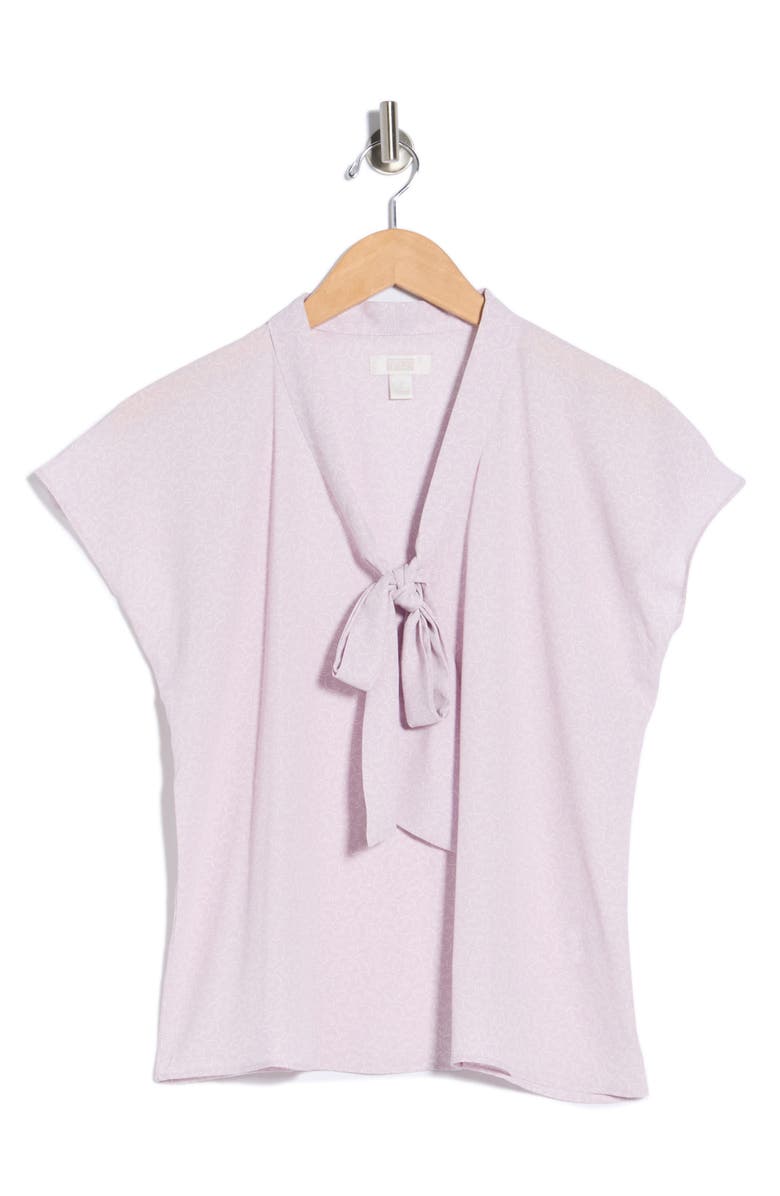 NORDSTROM RACK Tie Neck Flutter Sleeve Top, Alternate, color, Purple Hush Ring Geo
