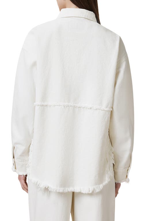 Allsaints Hettie Fray Denim Shirt Jacket In Off White