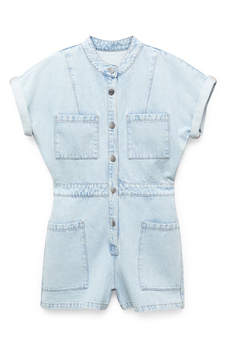 MANGO Denim Romper, Alternate, color, 