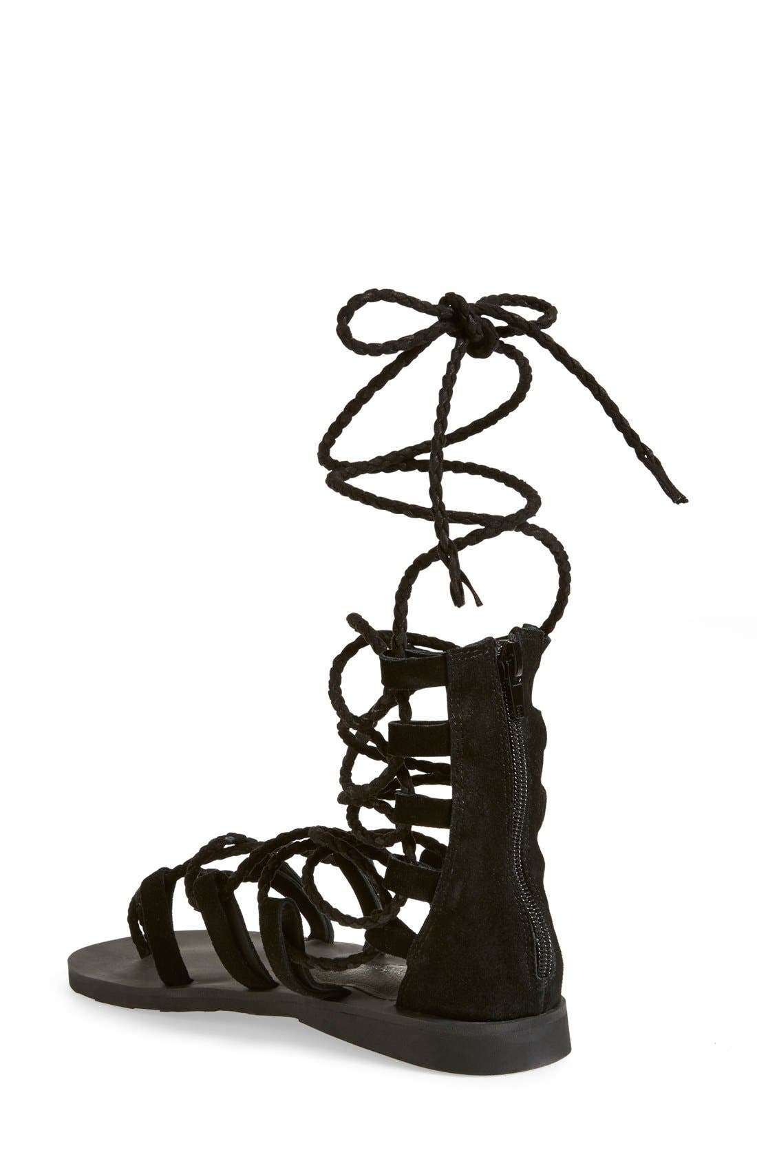 'Hola' Lace-Up Gladiator Sandal, Alternate, color, BLACK