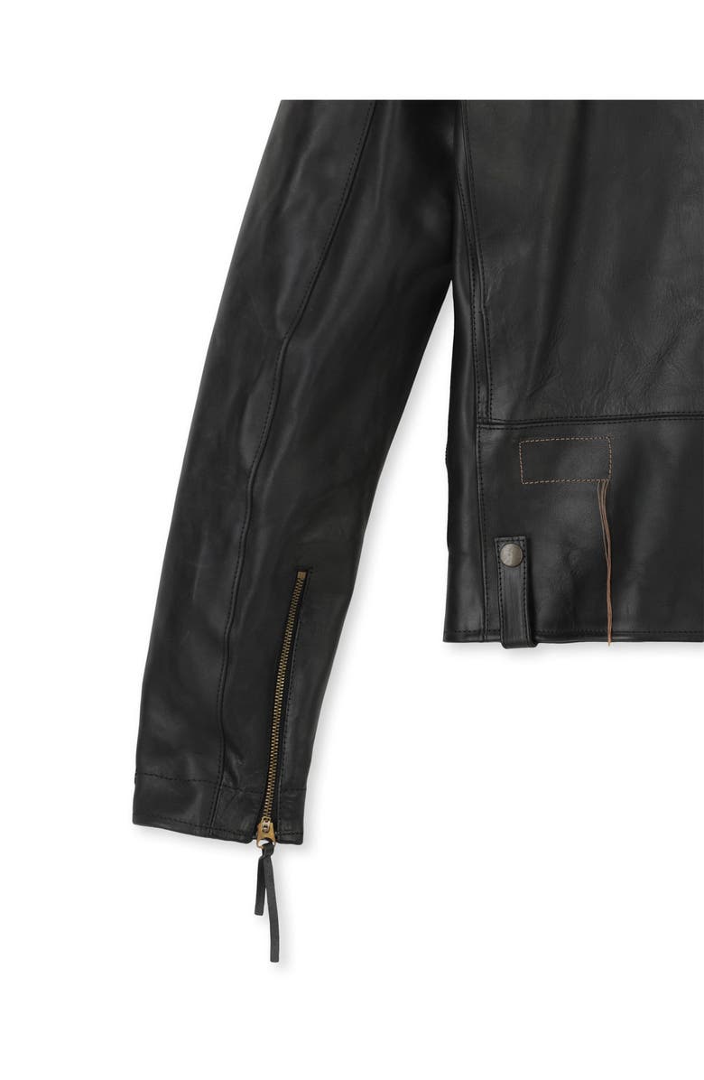 Fortela Biker Leather Jacket, Alternate, color, Black