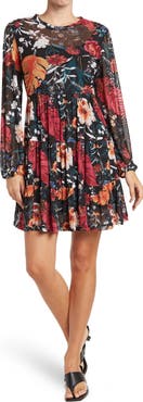 BY DESIGN Catherine Long Sleeve Mesh Babydoll Dress