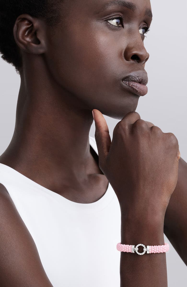 LAGOS Pink Caviar Ceramic Diamond Circle Bracelet, Alternate, color, Pink