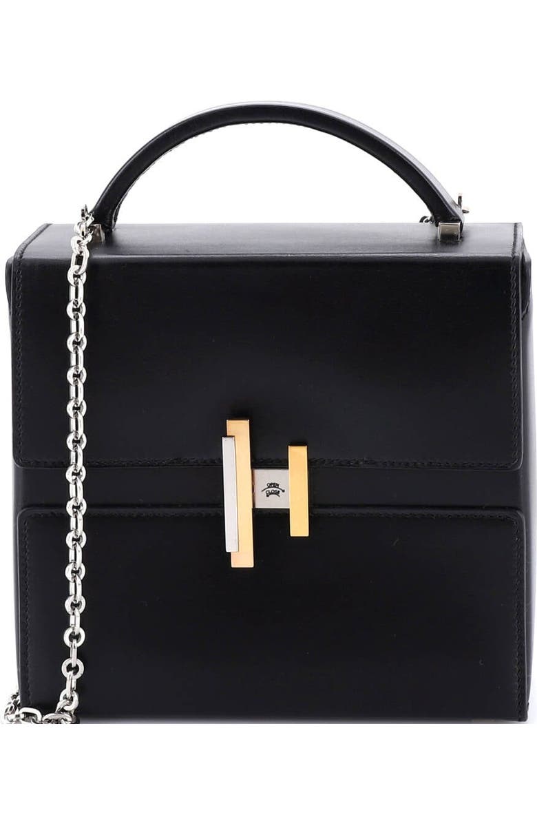 Pre-Owned Hermes Cinhetic Top Handle Bag Villandry Calfskin, Main, color, Noir