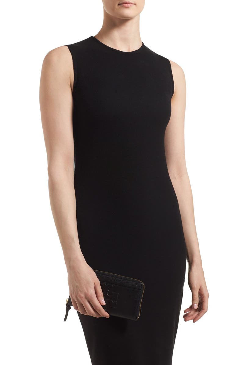 Tory Burch 'Bombe T' Leather Zip Continental Wallet, Alternate, color, 