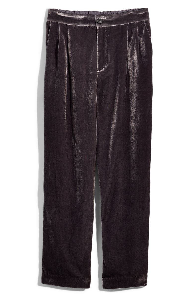 Madewell Velvet Tapered Pleat Pull-On Pants, Main, color, 