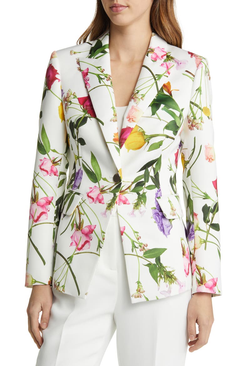 Ziahh Floral Jacket, Alternate, color, WHITE