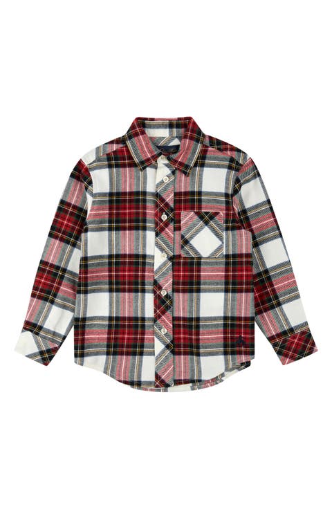 Kids' Plaid Cotton Flannel Button-Up Shirt (Big Kid)
