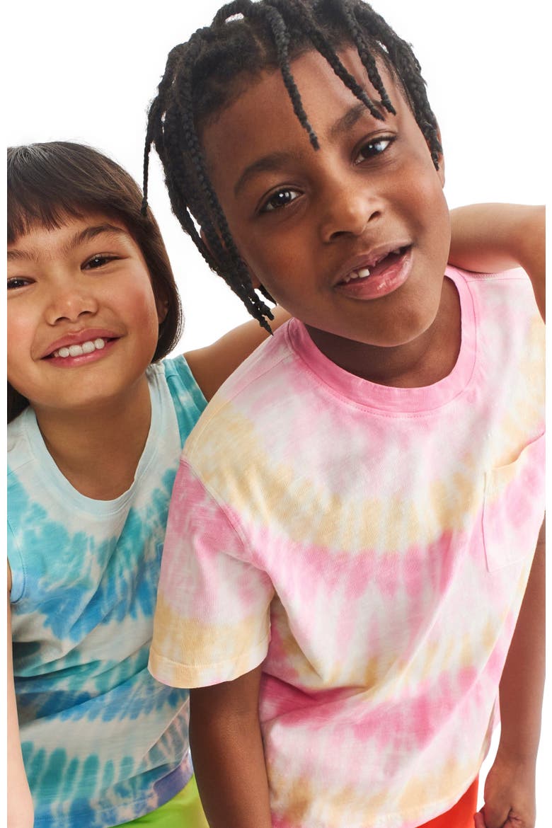Kids Easy Pocket Tee In Tie Dye, Alternate, color, Warm Sunburst Tie Dye