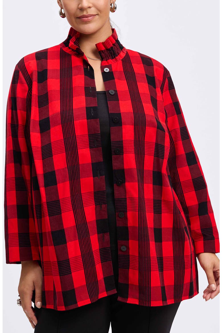 Carolina Buffalo Check Non-Iron Corduroy Button-Up Shirt, Main, color, RED/BLACK