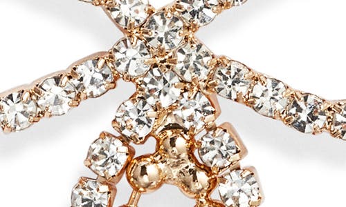 Open Edit Stone Crystal Bow Drop Earrings In Gold