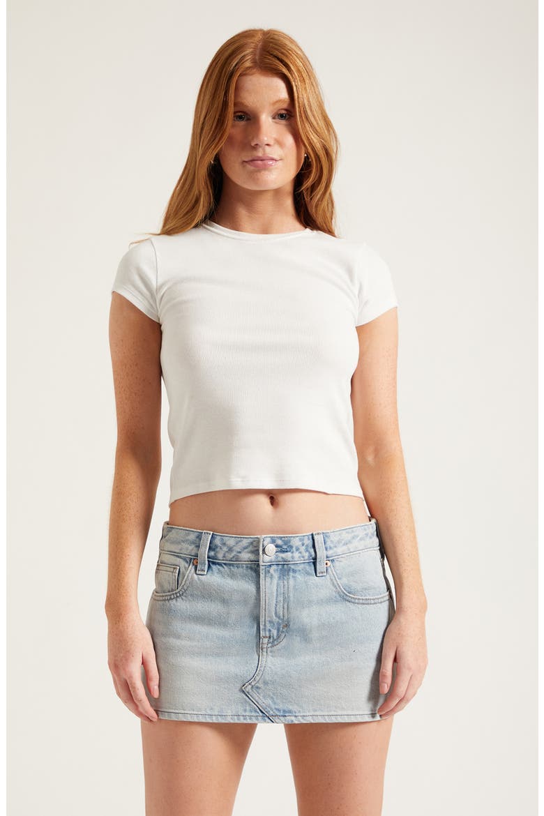 Piper Flower Embroidered Micro Mini Denim Skrit, Alternate, color, LIGHT INDIGO