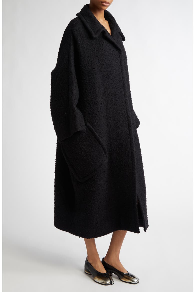 Longline Bouclé Coat, Alternate, color, BLACK