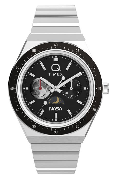Q Timex NASA 40mm Stainless Steel Bracelet Watch