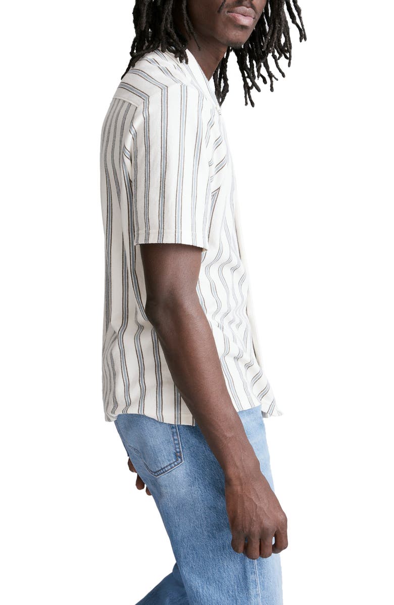 Madewell Stripe Textured Easy Short Sleeve Knit Button-Up Shirt, Alternate, color,