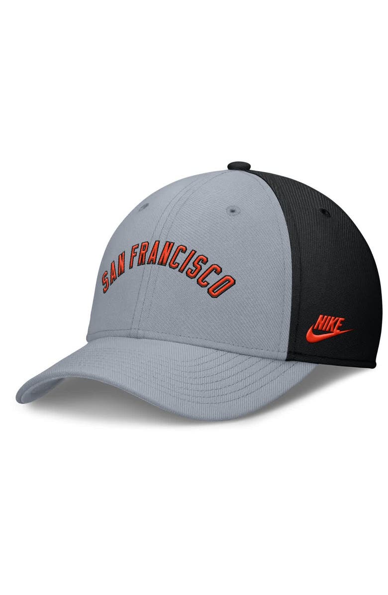 Nike Men's Nike Gray/Black San Francisco Giants Rise Swoosh Performance Flex Hat, Main, color, Gray