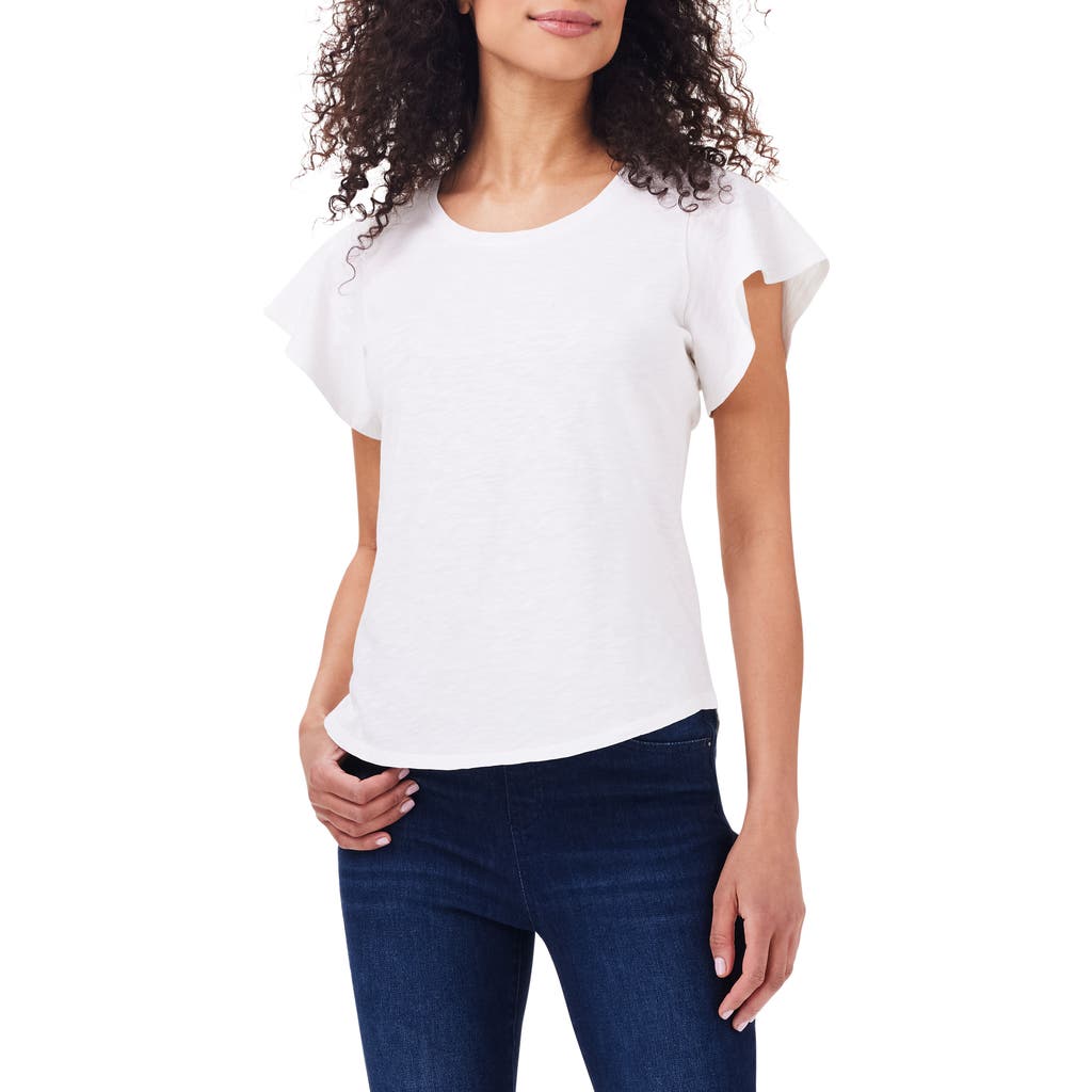 Nzt By Nic+zoe Flutter Sleeve Cotton T-shirt In Paper White